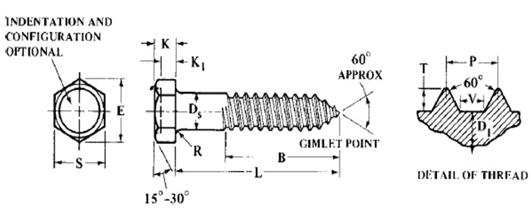ASME B18.2.3.8M Metric Hex Lag Screws ASME B18.2.3.8M Metric Hex Lag Screws