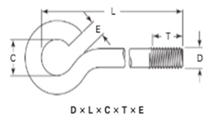 ASME B18.31.5 Bent Bolts, Open Anchor Ring EyeBolts Dimensions ASME B18.31.5 Bent Bolts, Open Anchor Ring EyeBolts Dimensions