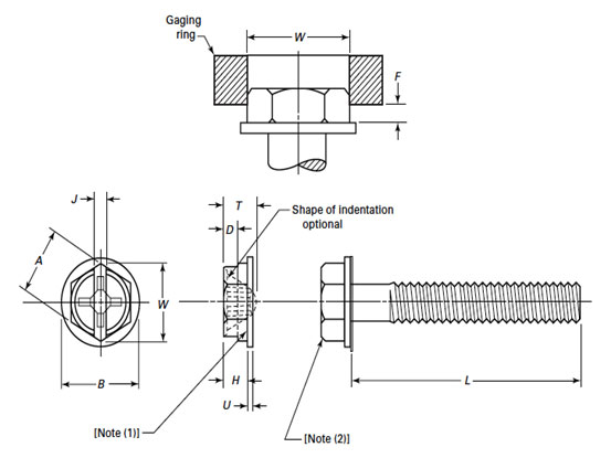 ASME B18.6.3 Combination Slotted - Type 1 Cross Recessed Indented Hex Washer Head Machine Screws ASME B18.6.3 Combination Slotted - Type 1 Cross Recessed Indented Hex Washer Head Machine Screws