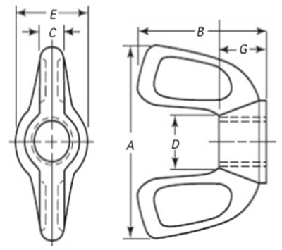 ASME B18.6.9 Wing Nuts Type C Style 3 ASME B18.6.9 Wing Nuts Type C Style 3