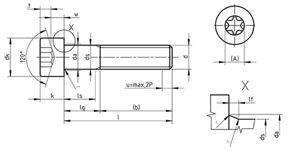 ISO 14579 Hexalobular cylindrical head ISO 14579 Hexalobular cylindrical head