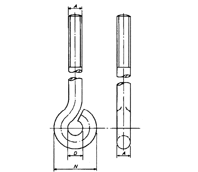 Dimensions of sling rod with hot formed eye